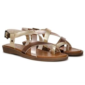 💛🔹️Blowfish 🔹️ Gold/ Rosegold  Faux Leather Women's Strappy Devon Sandals